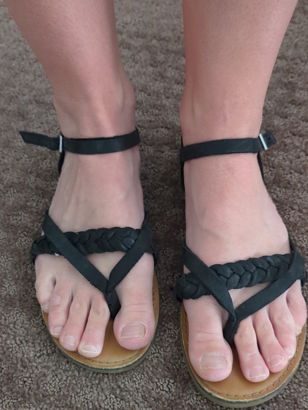 Braided Black Women's Sandals - Comfortable Strappy Footwear